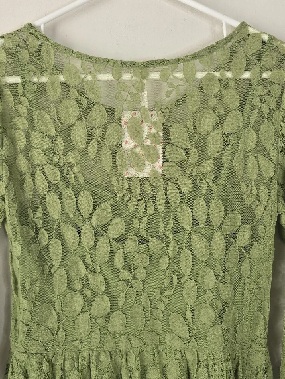 Free People Floral Mesh Lace Dress Green NWT Size 6 Boho Chic Fairycore Romantic